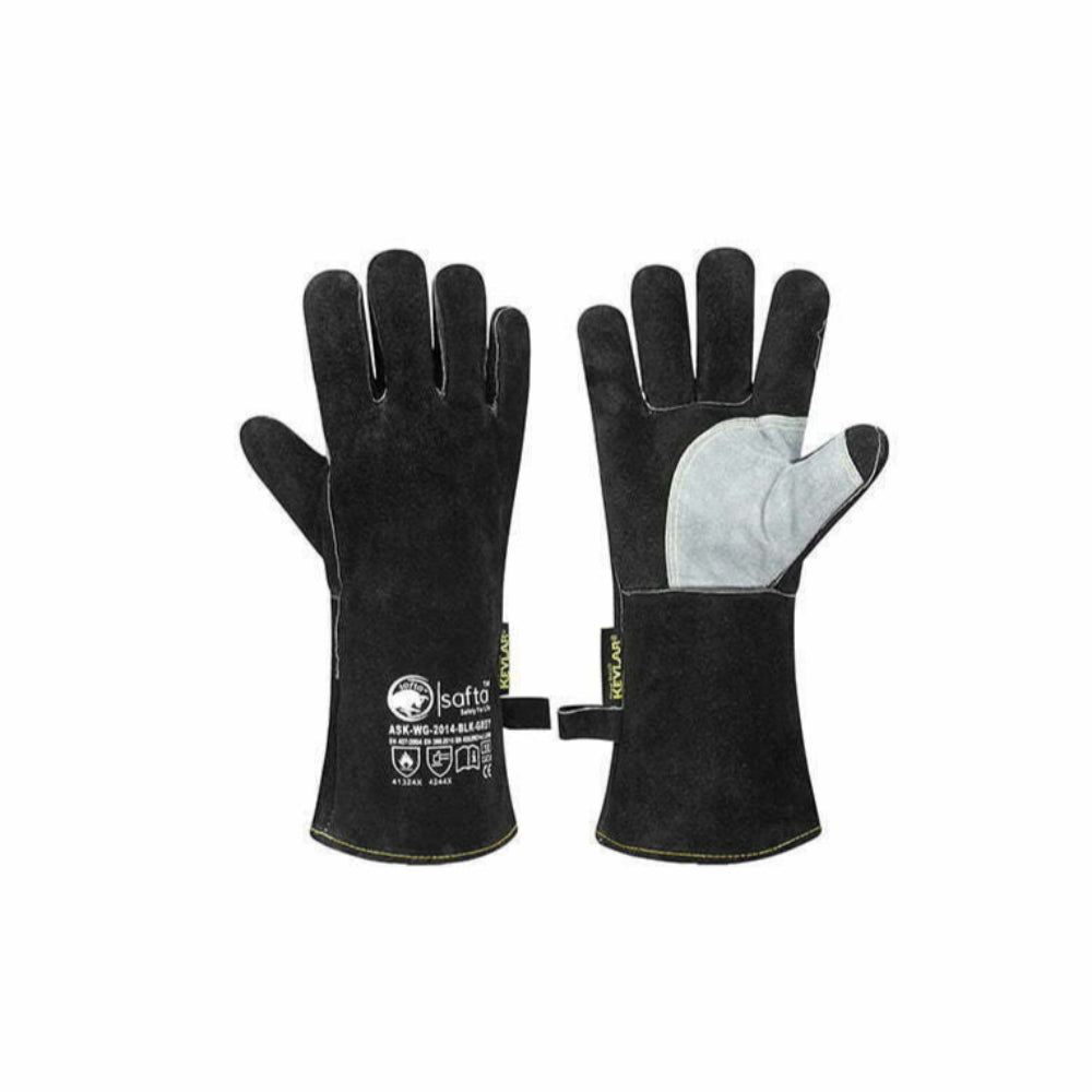 Pair of heat resistant gloves designed for safety and comfort in work environments