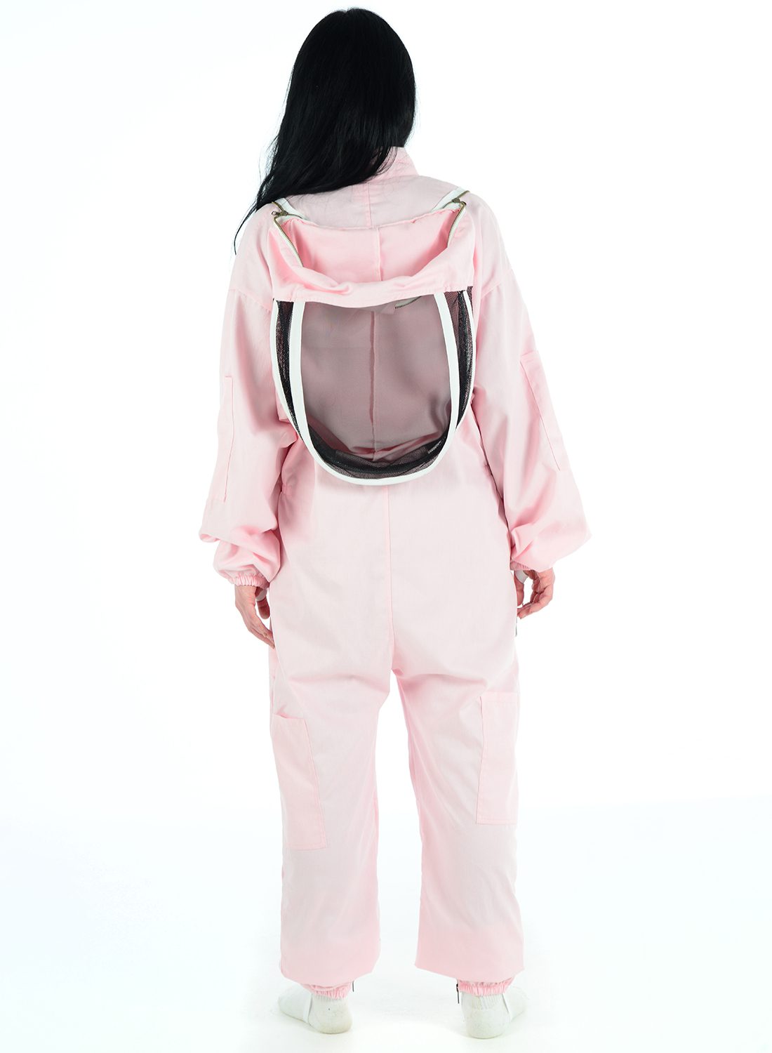 Pink bee protection suit, poly cotton beekeeper suit for sting-proof safety and comfort." This format incorporates the keywords "Bee Protection Suit,