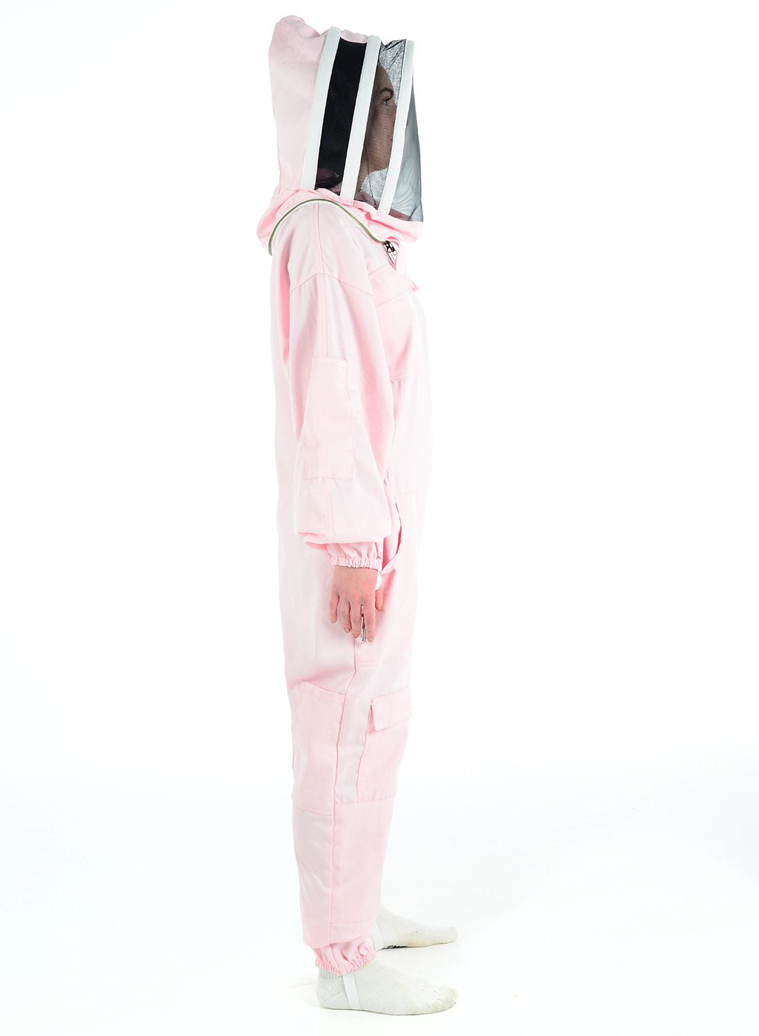 Pink bee protection suit, poly cotton beekeeper suit for sting-proof safety and comfort." This format incorporates the keywords "Bee Protection Suit,