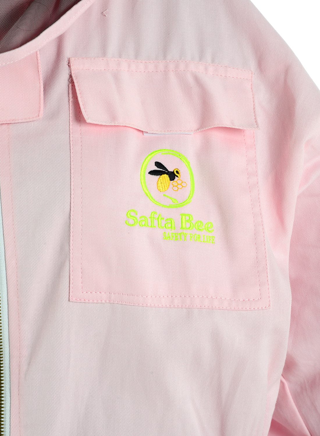 Pink bee protection suit, poly cotton beekeeper suit for sting-proof safety and comfort." This format incorporates the keywords "Bee Protection Suit,