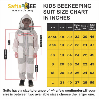 children beekeeping suit olive green size chart
