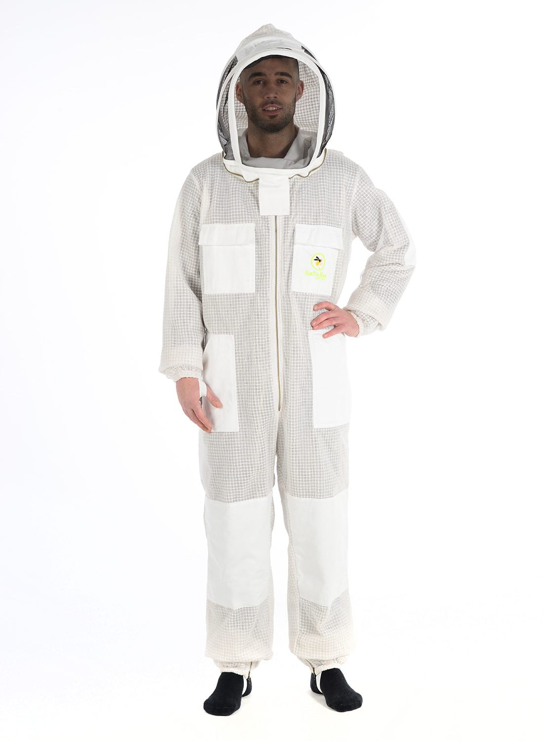 Beekeeping Ventilated Suit Three Mesh Ultra ROUND VEIL with Free PAIR OF GLOVES 