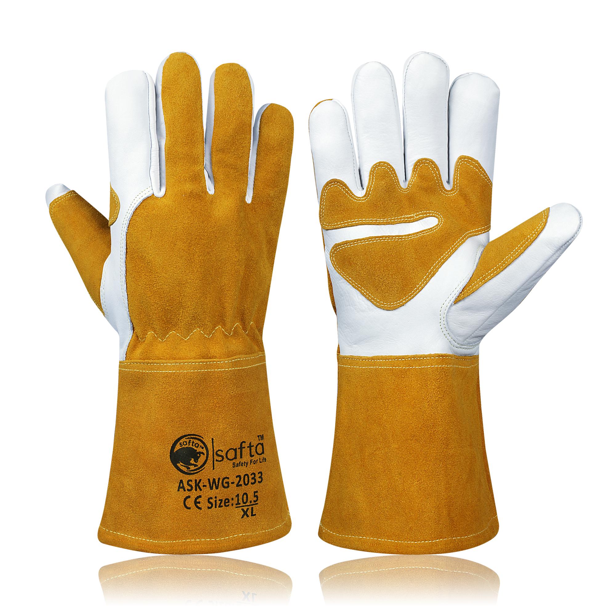 1 Pair Heatproof Durable Tig Welders Gauntlet Gloves Welding Safety Gloves