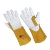 SAFTA Spark and Heat Proof Gloves Sheep leather Palm Top with Cow Split Leather Cuff AZO free Ideal TIG Welding Gloves Perfect for Gardening Soldering Metal Handling. Size 10 White Black 1